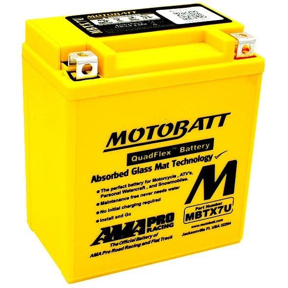 MBTX7U Motobatt AGM Motorcycle Battery - Replaces YTX7L-BS