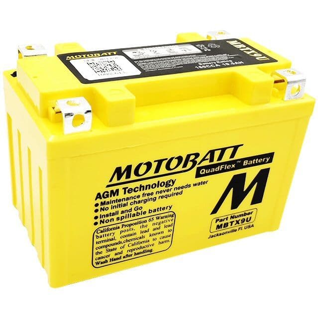 MBTX9U Motobatt AGM Motorcycle Battery - Replaces YTX9-BS YT12A-BS