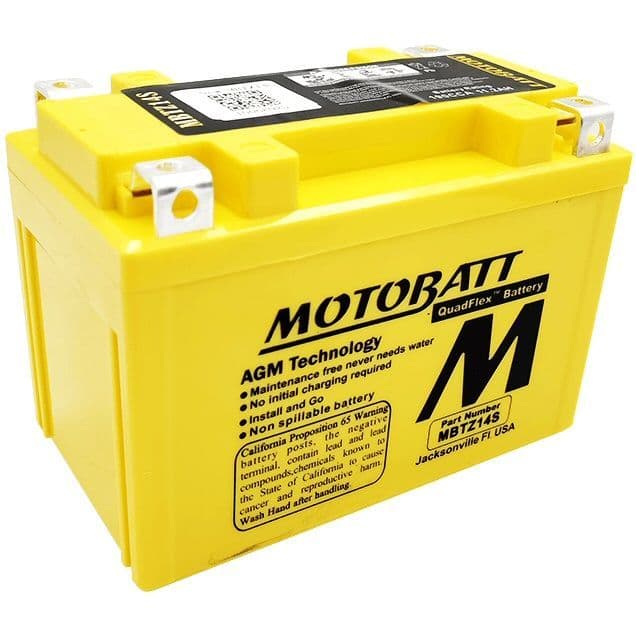 MBTZ14S Motobatt AGM Motorcycle Battery - Replaces YTZ14S and YTZ12S