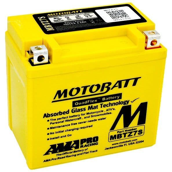 MBTZ7S Motobatt AGM Motorcycle Battery - Replaces YTX5L-BS YTZ6S YTZ7S