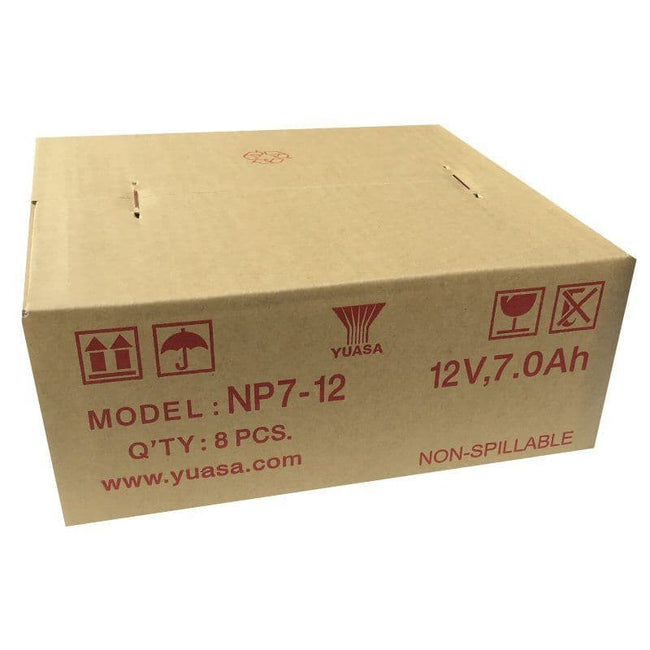 Yuasa NP7-12 Battery 12 Volt 7 Ah, bulk pack of 8 batteries to save money.