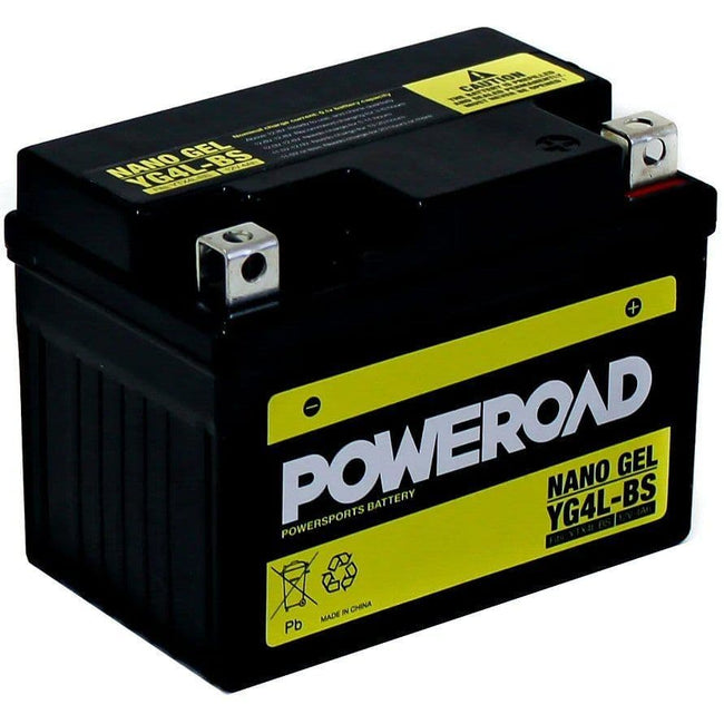 YG4-BS Poweroad Nano Gel Motorcycle Battery - Replaces YB4L-B YTX4L-BS YTZ5S YT4L-BS YB4L-A